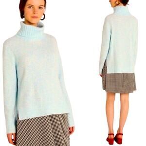 Banana Republic Aire Wool Alpaca Turtleneck Sweater Blue Green Cream M
